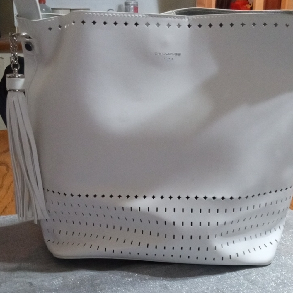 David Jones Paris  White Shoulder Bag With Inside Crossbody Bag